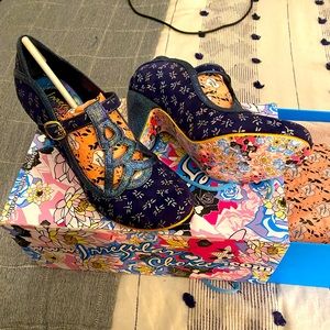 Irregular Choice Blue Dragon fly print US 7